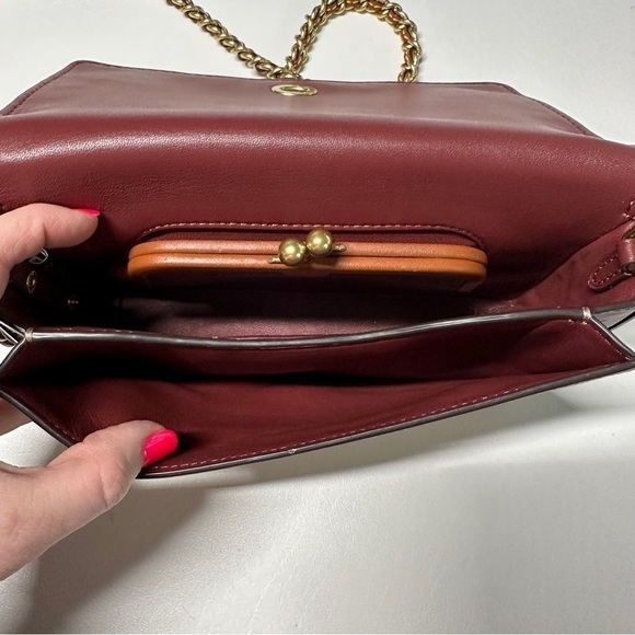 Coach Ladies Dinky Crystal Pink Leather Chain Strap Crossbody Bag Nude Pink - Picture 5 of 14